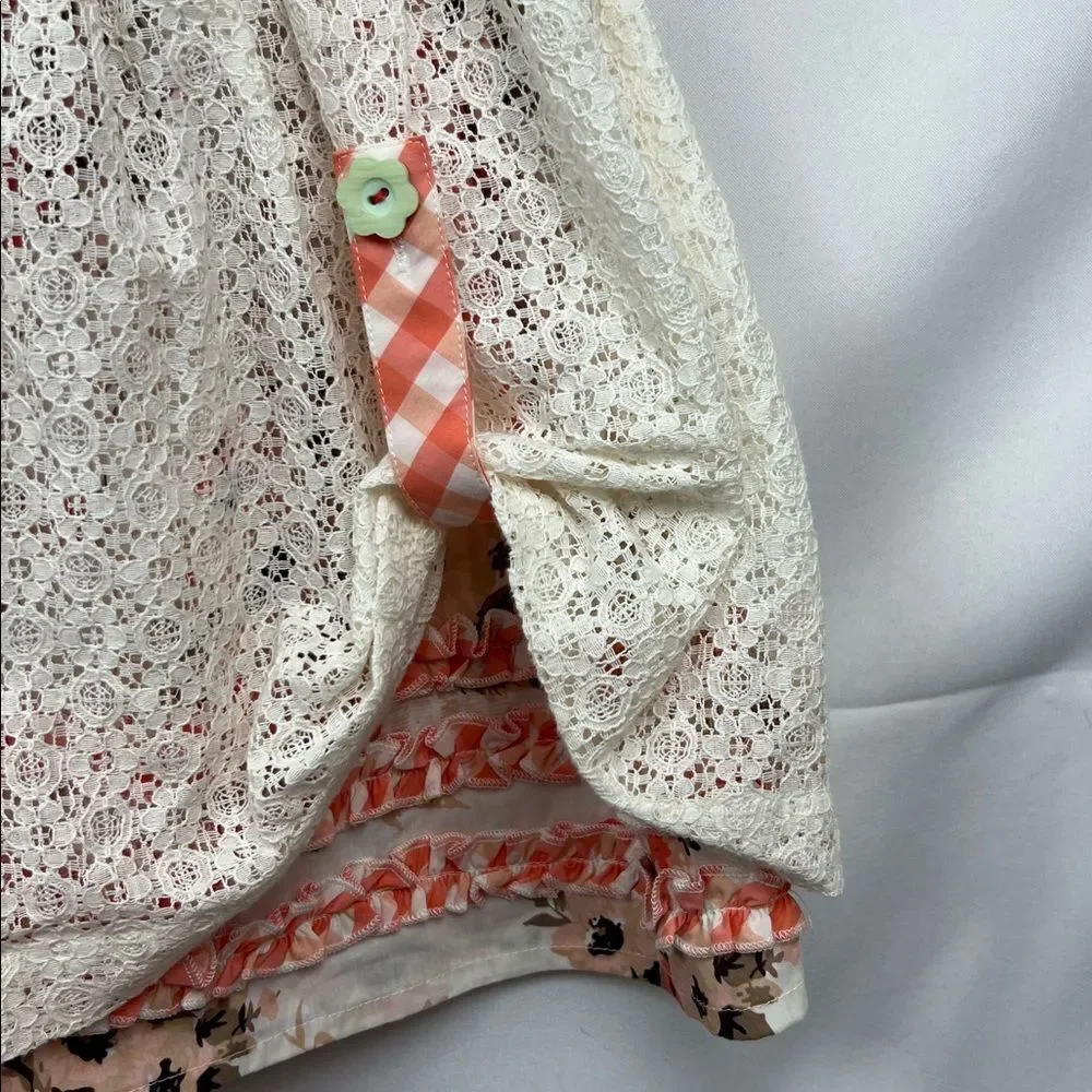 Matilda Jane ivory and orange floral sundress with lace overlay size 6 New!